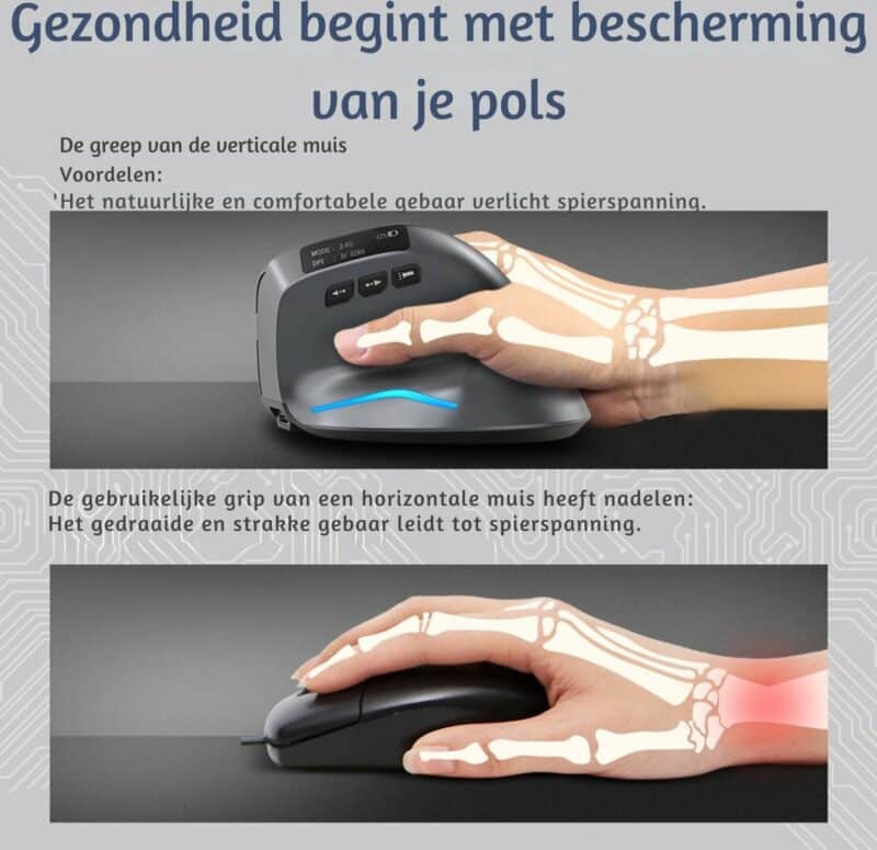 Elementkey F26C Verticale Stille Muis 2.4G + Bluetooth 5.0 – OLED scherm - Ergonomisch – 8 Knoppen – 3200DPI – RGB Licht - Zwart - Afbeelding 13