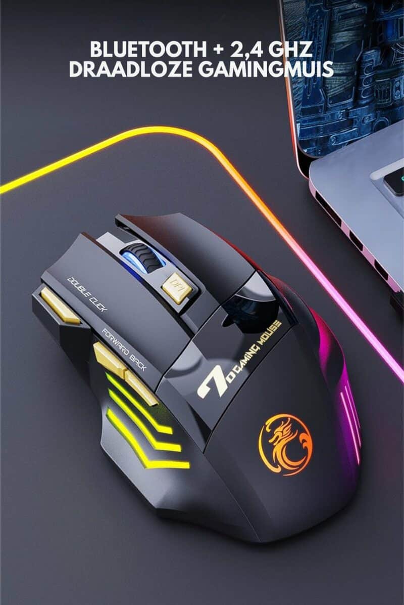 Elementkey HyperClaw V2 Bluetooth + 2,4 GHZ Draadloze Gaming Muis - Dubbele Verbind Modus - tot 3200 DPI – Stil Knoppen + Fire knop - RGB-verlichting - Ergonomisch ontwerp – Zwart - Afbeelding 6