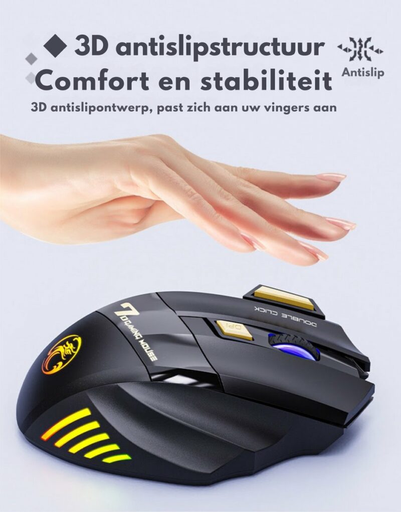 Elementkey HyperClaw V2 Bluetooth + 2,4 GHZ Draadloze Gaming Muis - Dubbele Verbind Modus - tot 3200 DPI – Stil Knoppen + Fire knop - RGB-verlichting - Ergonomisch ontwerp – Zwart - Afbeelding 9