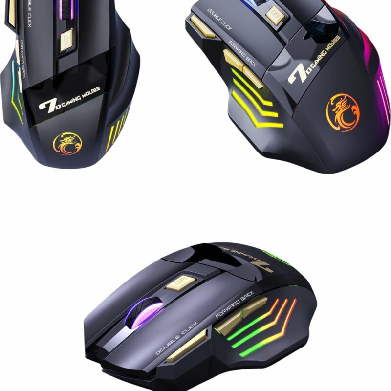 Elementkey HyperClaw V2 Bluetooth + 2,4 GHZ Draadloze Gaming Muis - Dubbele Verbind Modus - tot 3200 DPI – Stil Knoppen + Fire knop - RGB-verlichting - Ergonomisch ontwerp – Zwart