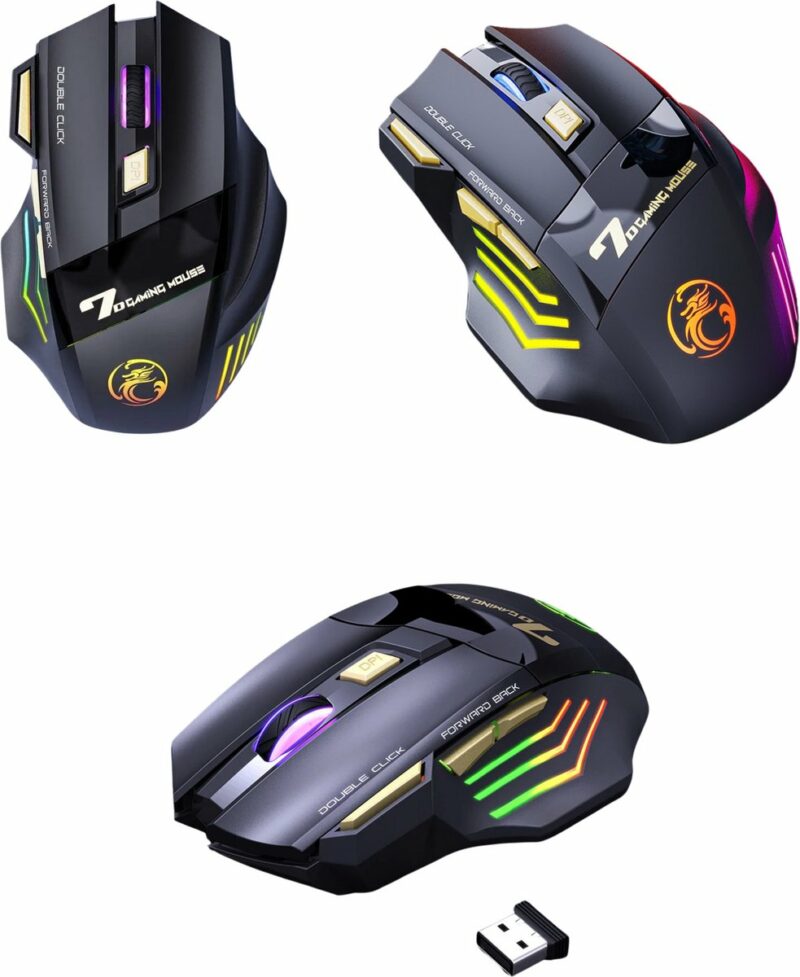 Elementkey HyperClaw V2 Bluetooth + 2,4 GHZ Draadloze Gaming Muis - Dubbele Verbind Modus - tot 3200 DPI – Stil Knoppen + Fire knop - RGB-verlichting - Ergonomisch ontwerp – Zwart