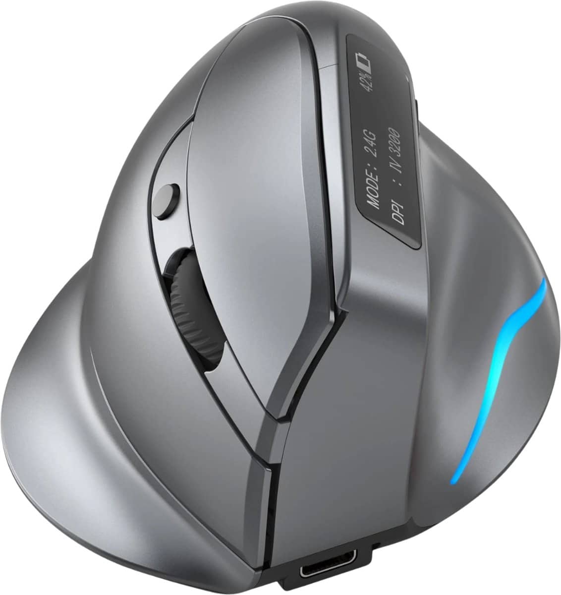 Elementkey draadloze muis verticale grijs blauw led 4200dpi 2 4g