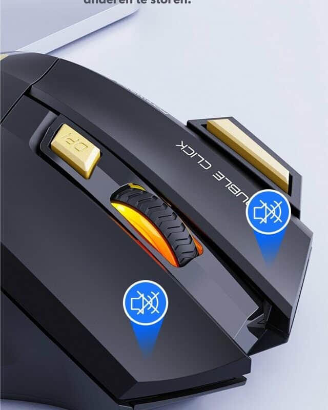 Elementkey geruisarme muis zwart geel dempen knoppen