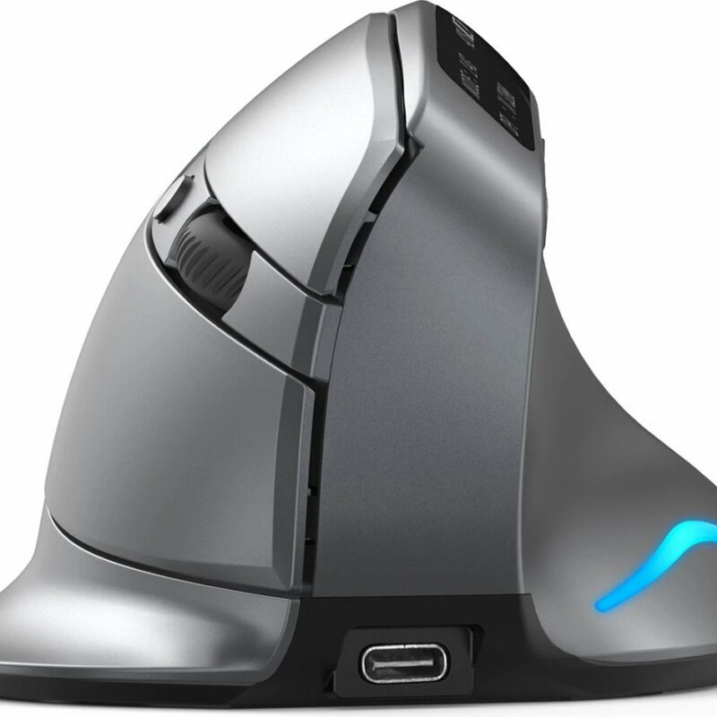 Elementkey verticale draadloze muis grijs led licht usb c oplaadbaar