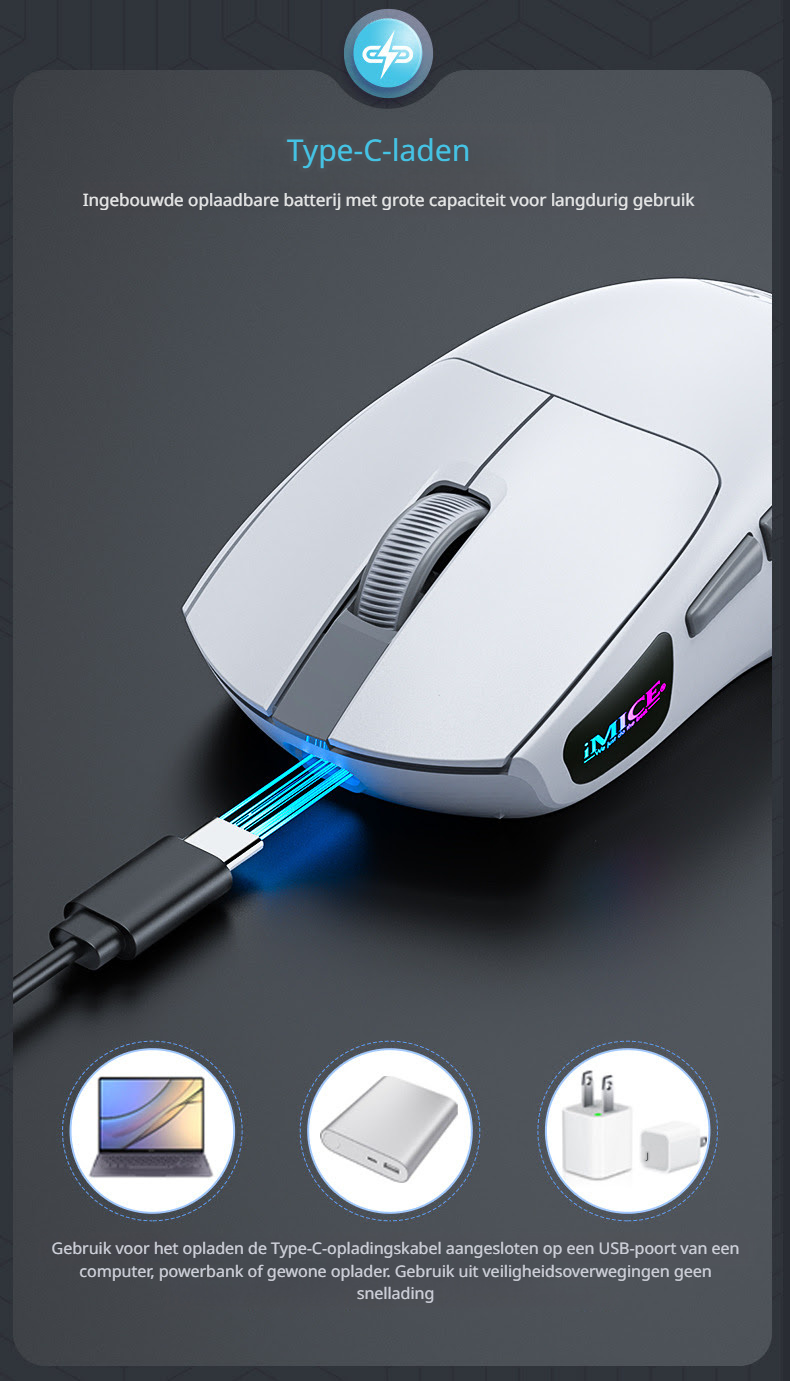 Elementkey draadloze muis type c oplaadbaar wit