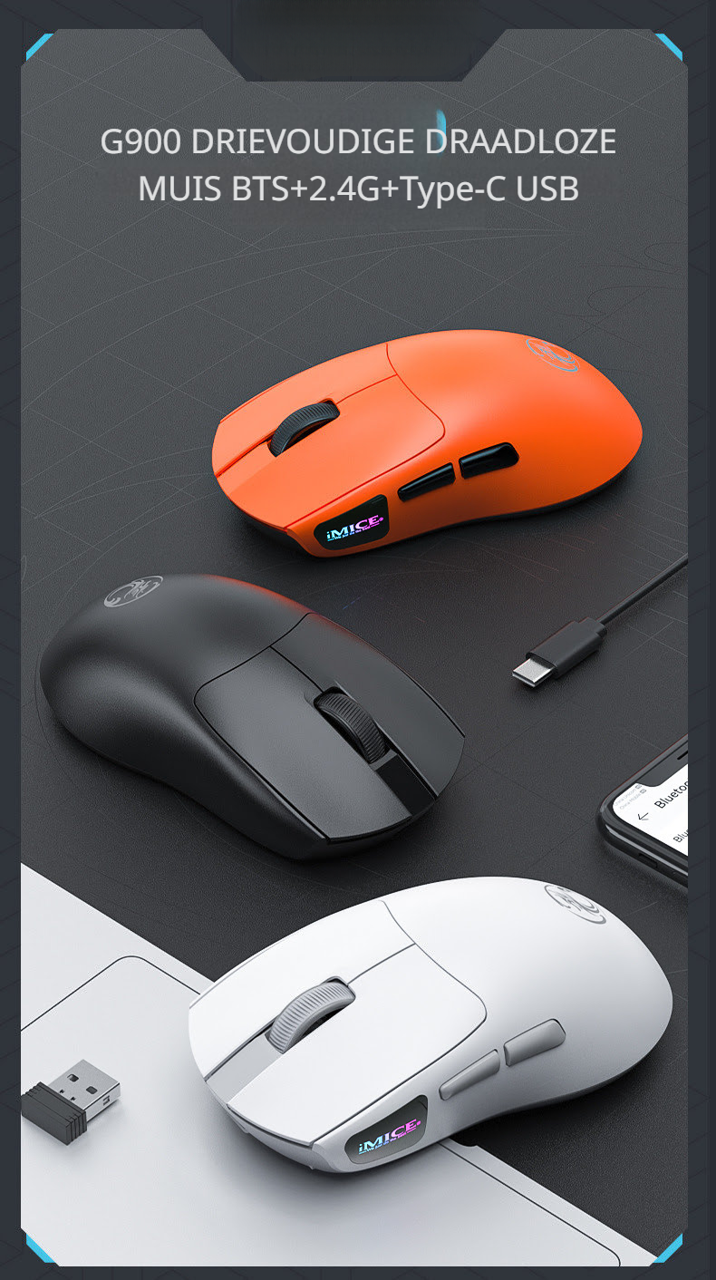 Elementkey g900 draadloze muis bts 2 4g type c multi kleur