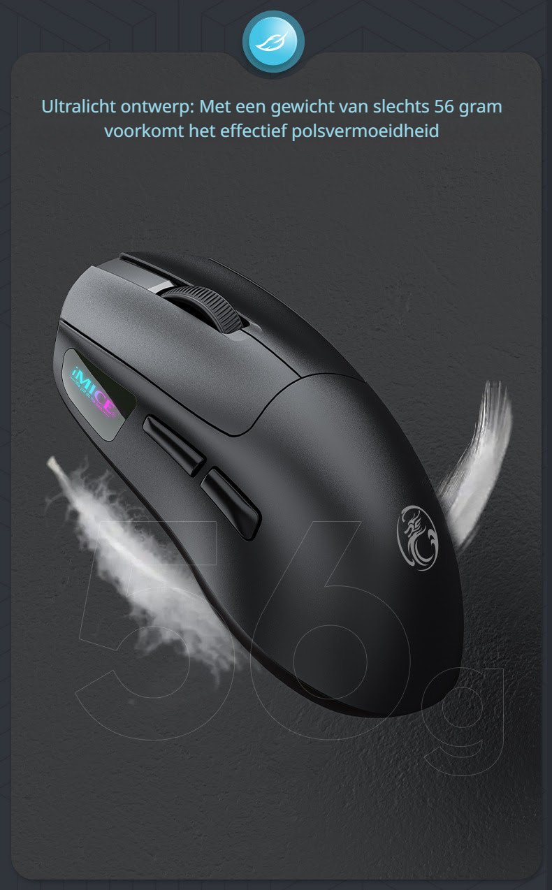 Elementkey muis imice ultralicht 56g zwart