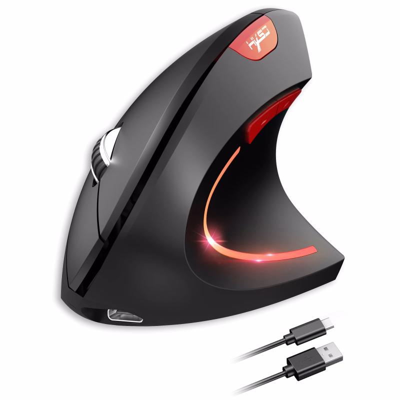 Elementkey ERGO5 Pro Ergonomische Verticale Muis &ndash; Bluetooth 5.1 + 2.4 GHz &ndash; 2400 DPI &ndash; 6 Toetsen &ndash; Zwart